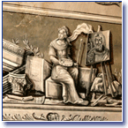Affresco rappresentante le Arti, realizzato nella volta dell'aula magna del convento, rappresentante la Pittura (Sec. XVII)